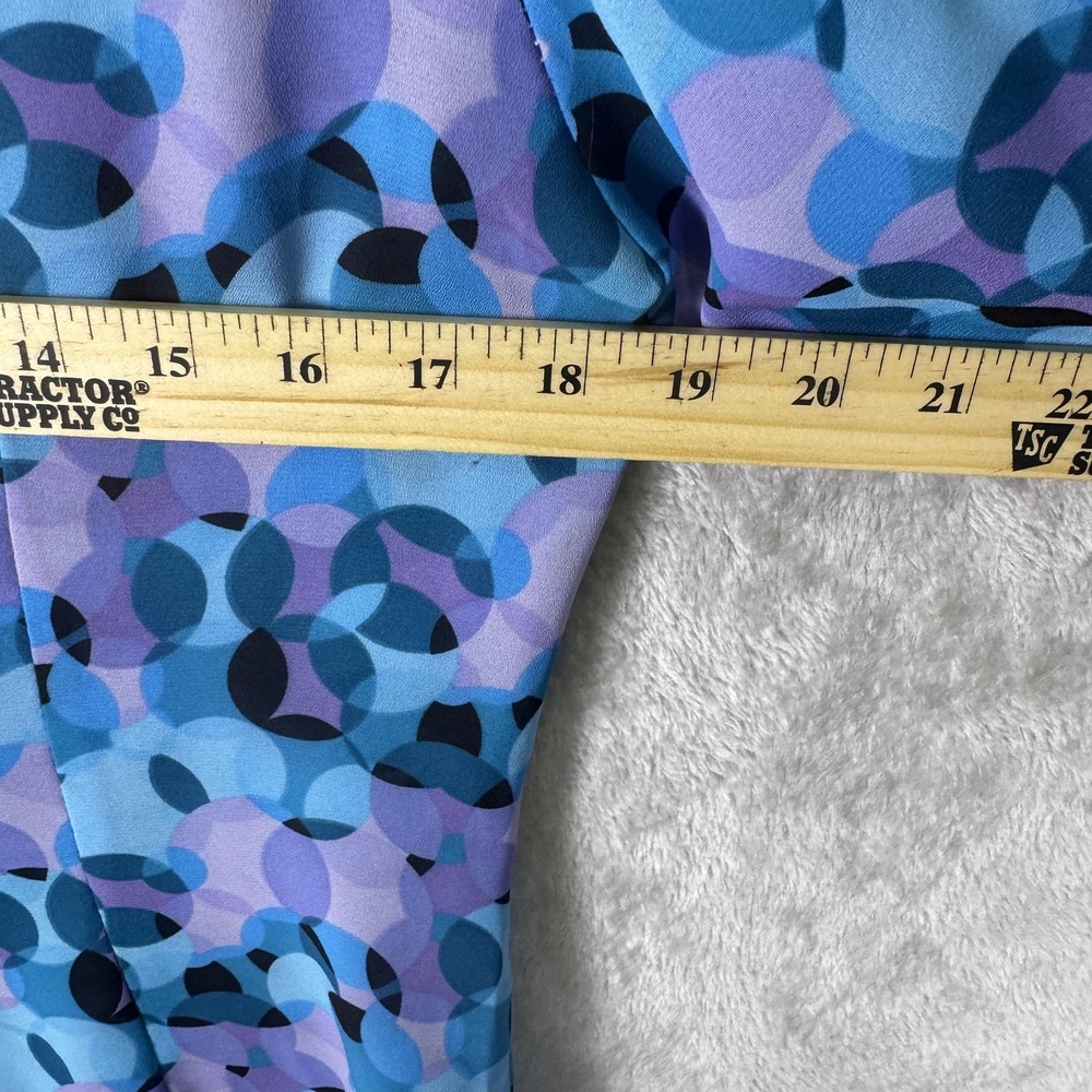 Black Market Shirt Womens Medium Blue Purple Geometric Button Up Long Sleeve USA - Picture 5 of 11